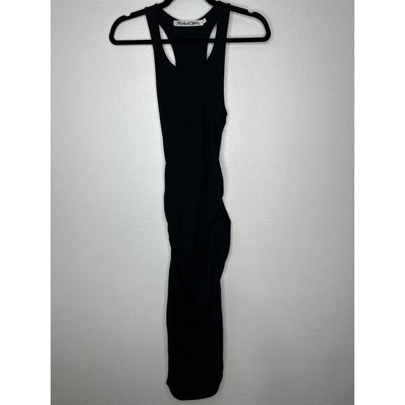 Michael Stars Black Midi Maxi Racerback Ruched Side Tank Dress Small - Picture 2 of 12